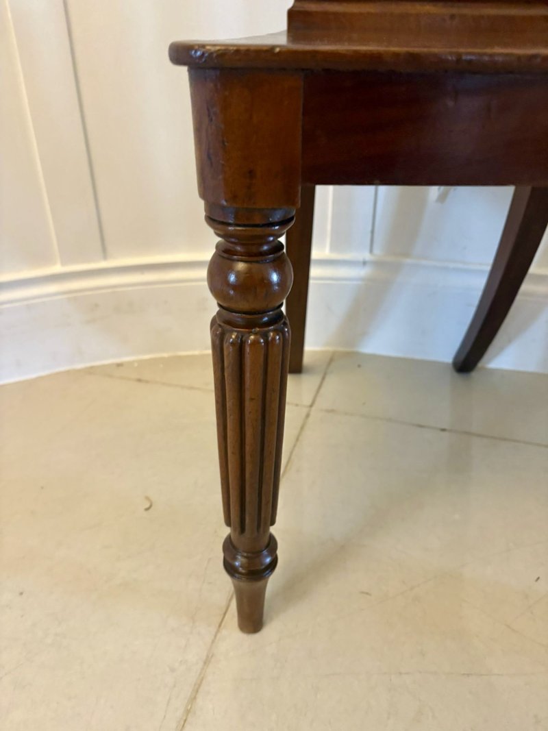 Pair of Antique Regency Quality Carved Figured Mahogany Hall Chairs - Image 13